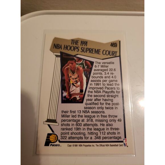 Reggie Miller 1991-1992 NBA Hoops #469 - Supreme Court - Indiana Pacers - NBA - Picture 2 of 2